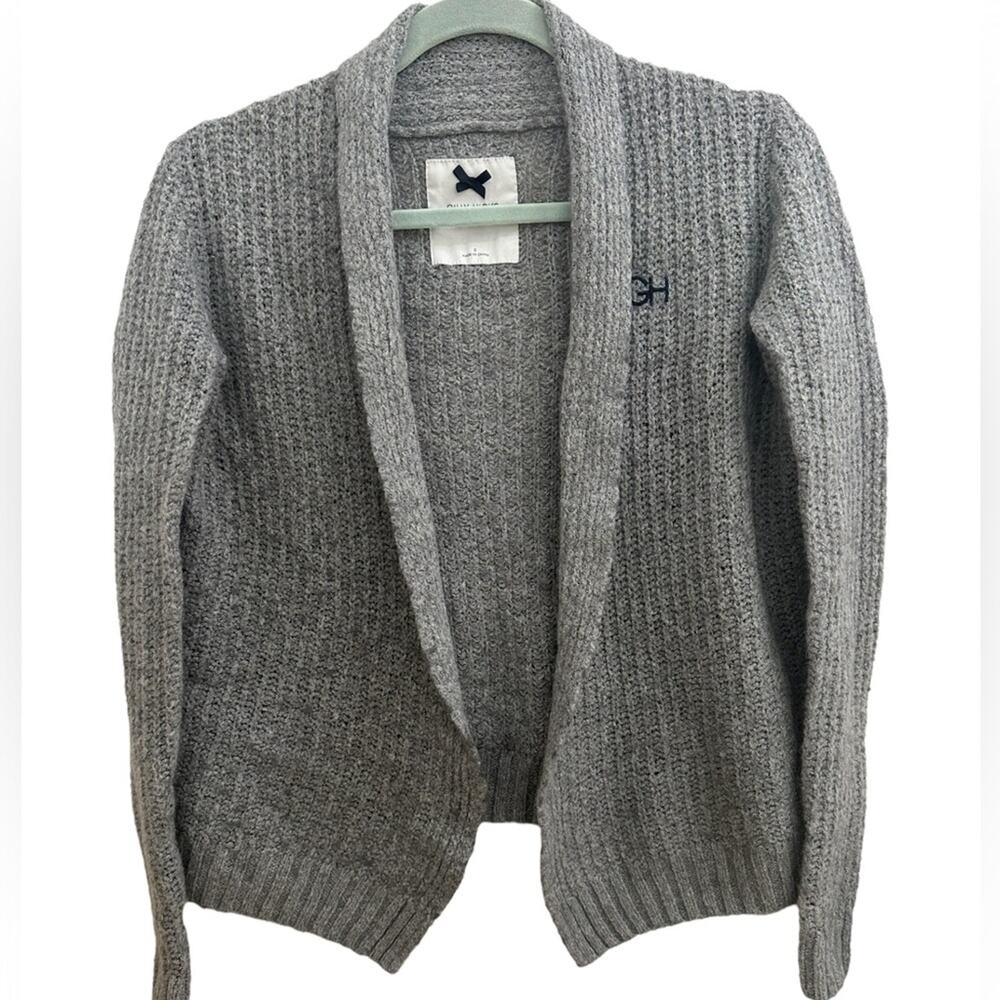 A&F Gilly Hicks Open Front Chunky Knit Wool Cardigan Sweater Gray Cozy Small!.